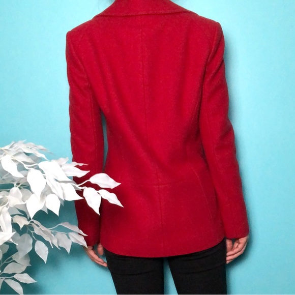 Banana Republic Red Double Breasted Short Italian Wool Coat - Picture 3 of 16